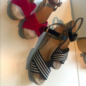 2 Pairs Buckle Espadrilles B/W and Magenta